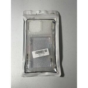 iPhone 15 Pro Max Clear Glitter Case with Flip-Open Card Holder Wallet Cover
